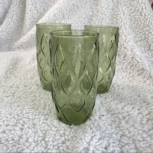 Set of 3 Green Drinking Glasses